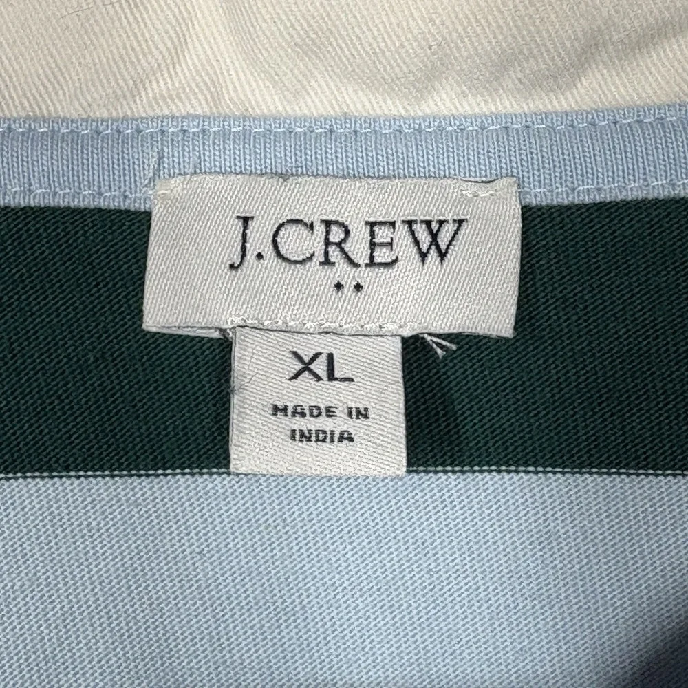J Crew Womens Rugby Polo Shirt Size XL Blue Green Cotton Academia Classic Preppy - Picture 3 of 7
